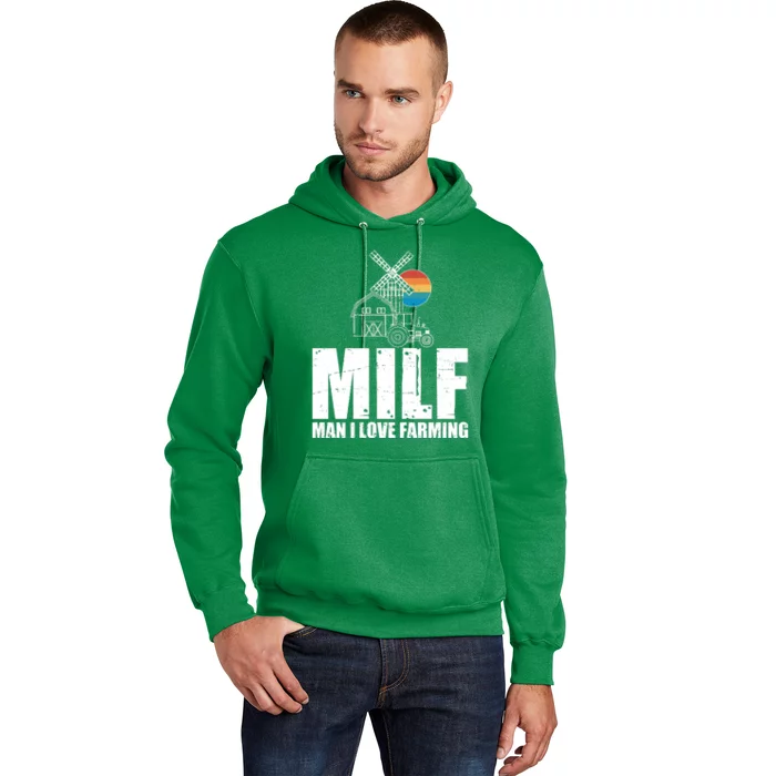 Funny Vintage MILF Man I Love Farming Hoodie