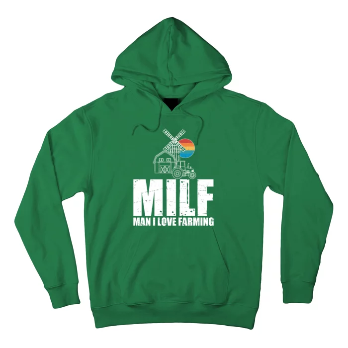 Funny Vintage MILF Man I Love Farming Hoodie