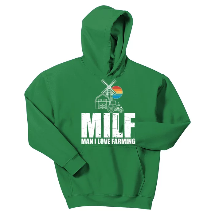 Funny Vintage MILF Man I Love Farming Kids Hoodie