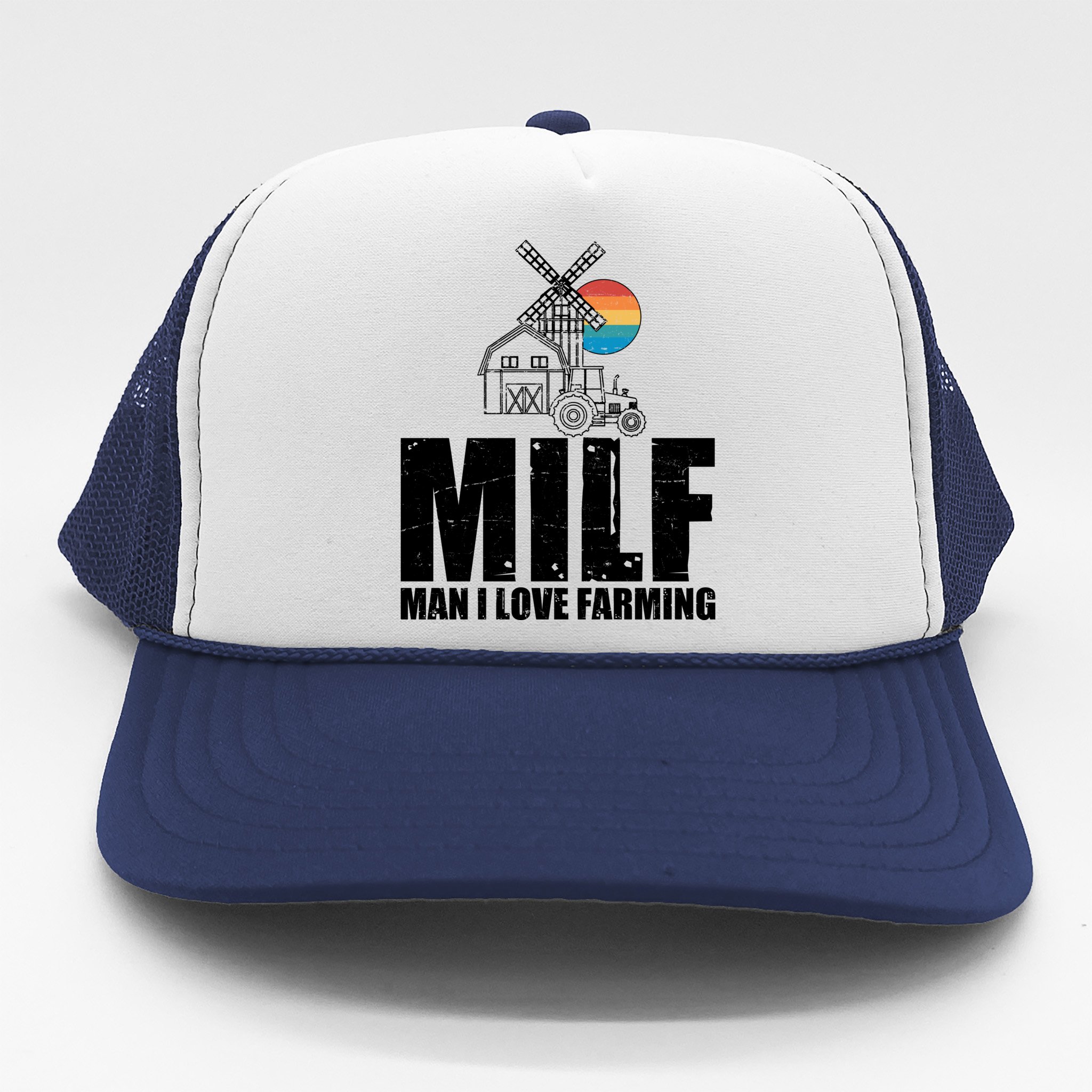 Funny Vintage MILF Man I Love Farming Trucker Hat