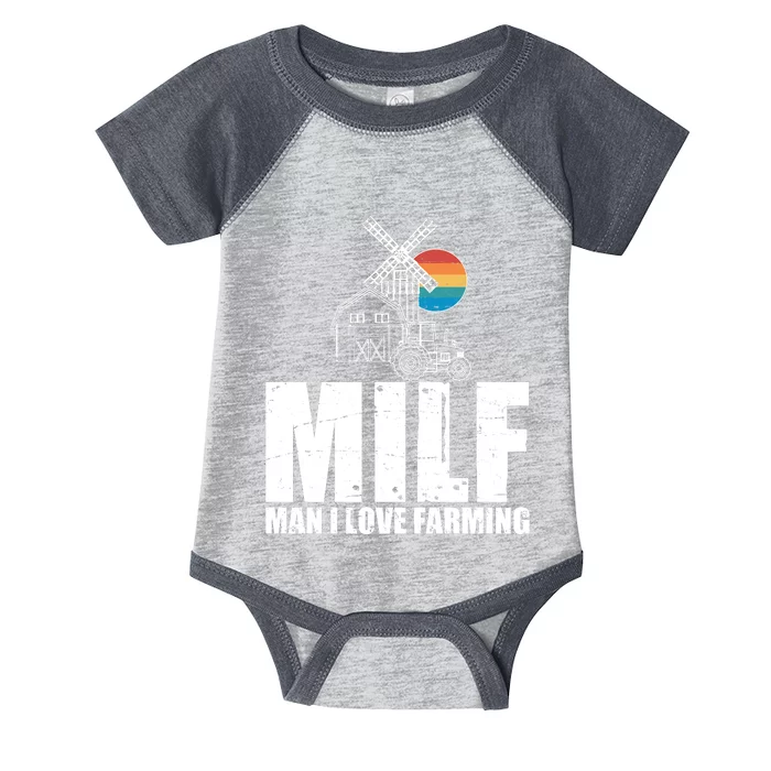 Funny Vintage MILF Man I Love Farming Infant Baby Jersey Bodysuit