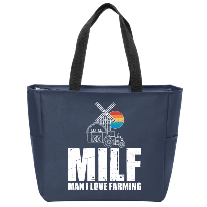 Funny Vintage MILF Man I Love Farming Zip Tote Bag