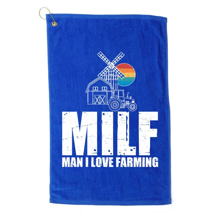 Funny Vintage MILF Man I Love Farming Platinum Collection Golf Towel