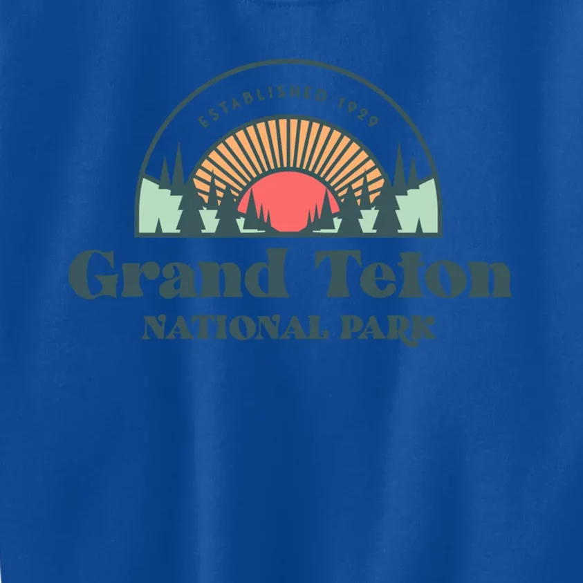 Family Vacation Meaningful Gift Cute Gift Retro Grand Teton National Park Gift Kids Sweatshirt