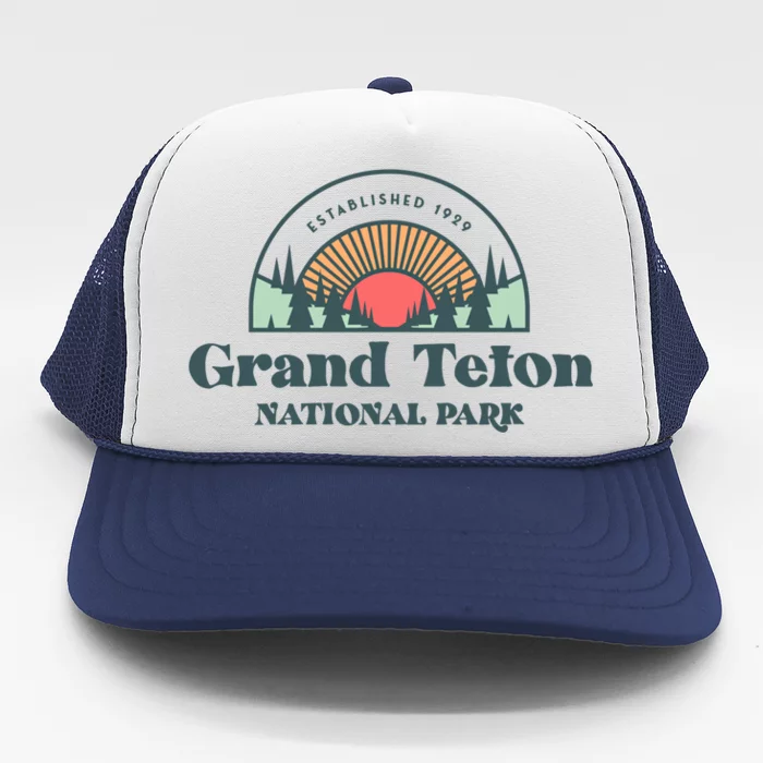 Family Vacation Meaningful Gift Cute Gift Retro Grand Teton National Park Gift Trucker Hat