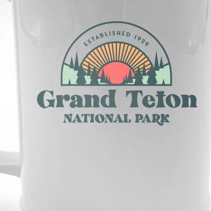 Family Vacation Meaningful Gift Cute Gift Retro Grand Teton National Park Gift Front & Back Beer Stein