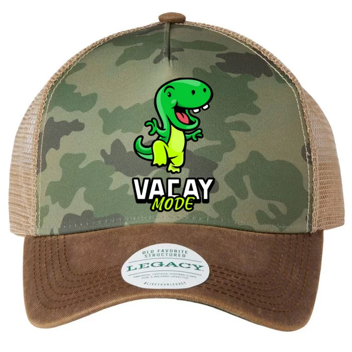 Funny Vacay Mode Cute Dinosaur Family Vacation Hawaii Dino Gift Legacy Tie Dye Trucker Hat