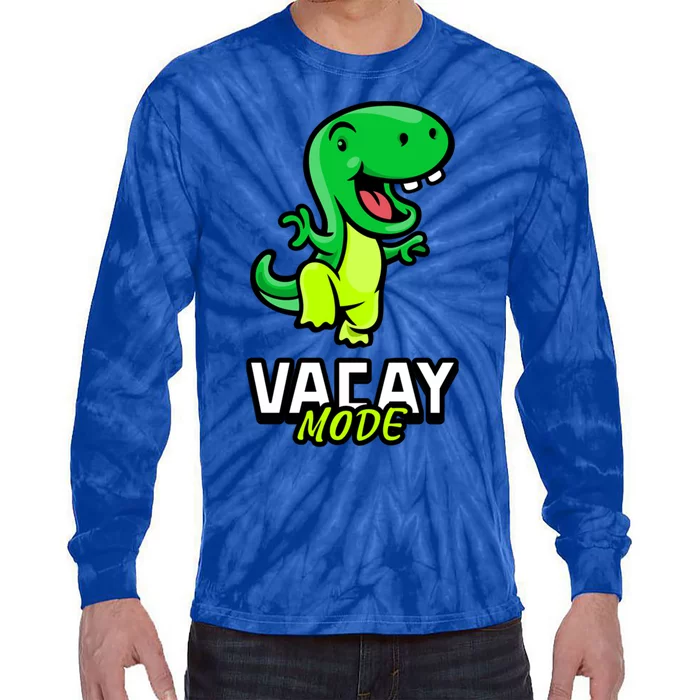 Funny Vacay Mode Cute Dinosaur Family Vacation Hawaii Dino Gift Tie-Dye Long Sleeve Shirt