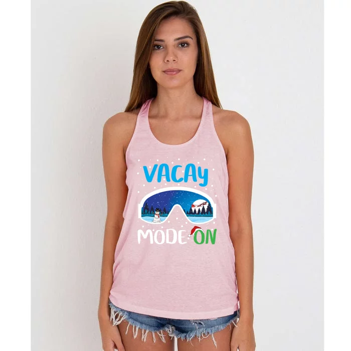 Funny Vacay Mode On Cute Snow Matching Family Vacation Gift Women's Knotted Racerback Tank