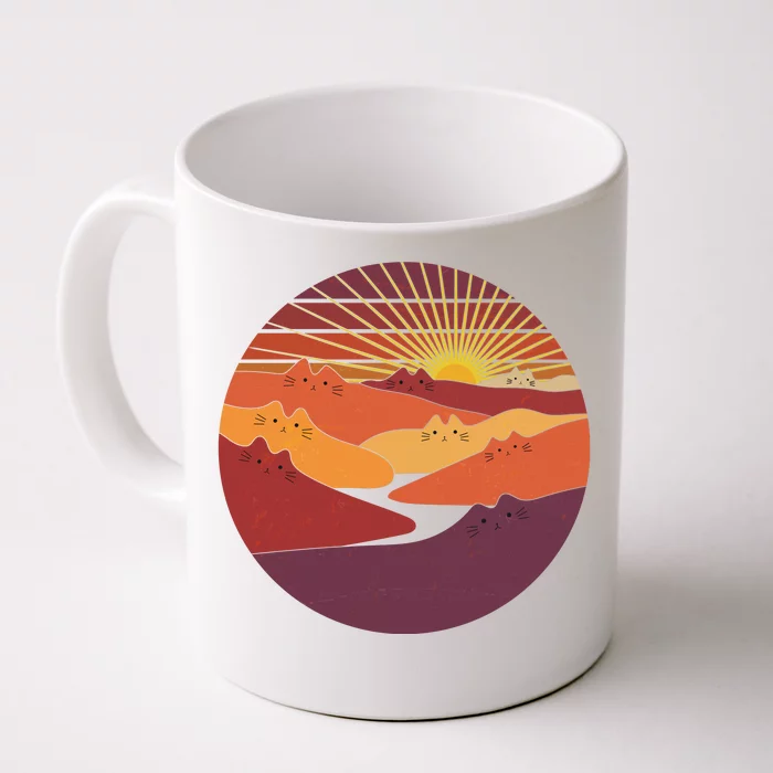 Funny Vintage Meowntains Cat Mountains Front & Back Coffee Mug