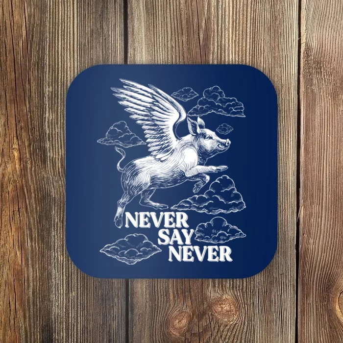 Funny Vintage Never Say Never When Pigs Fly Coaster