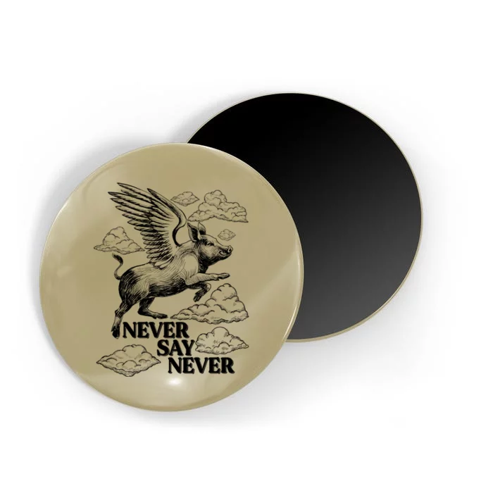 Funny Vintage Never Say Never When Pigs Fly Magnet