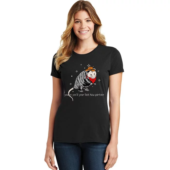 Funny Vintage Opossum Cowboy Hat Western Possum Lover Women's T-Shirt