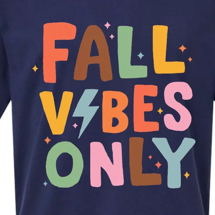 Fall Vibes Only Casual Autumn Halloween Graphic Sueded Cloud Jersey T-Shirt