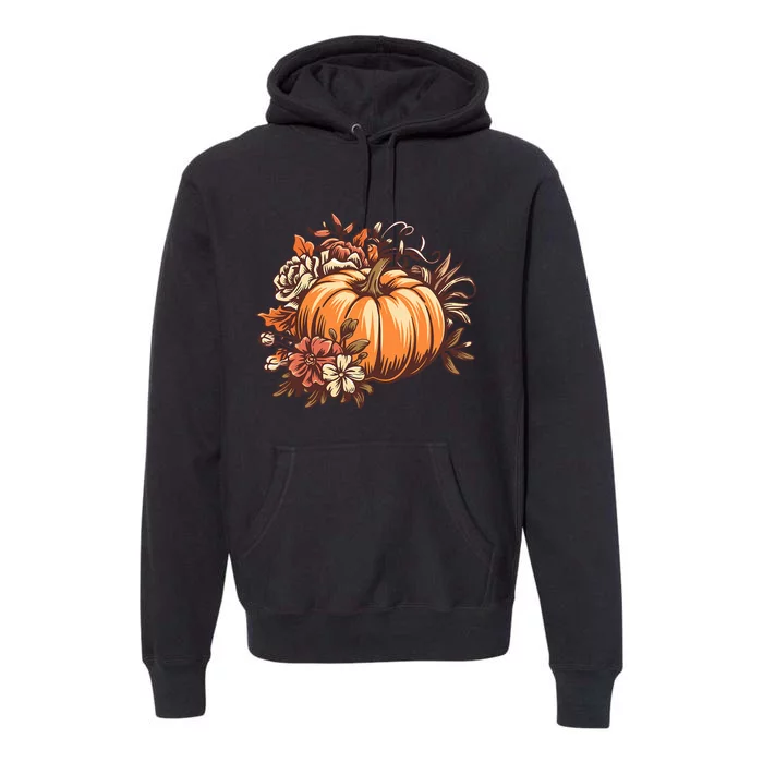 Fall Vintage Pumpkin Autumn Graphic Thanksgiving Premium Hoodie