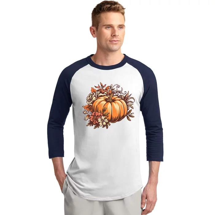 Fall Vintage Pumpkin Autumn Graphic Thanksgiving Baseball Sleeve Shirt