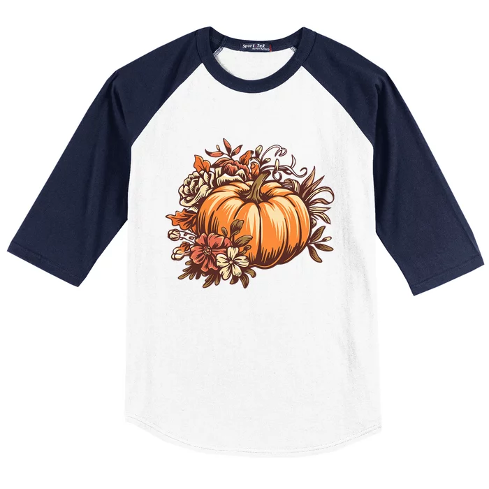 Fall Vintage Pumpkin Autumn Graphic Thanksgiving Baseball Sleeve Shirt