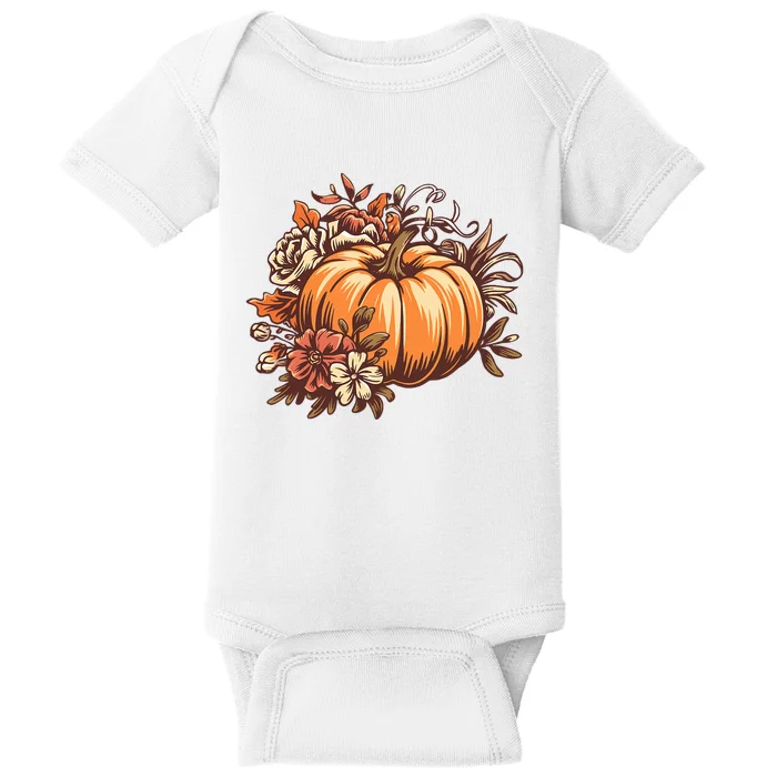 Fall Vintage Pumpkin Autumn Graphic Thanksgiving Baby Bodysuit