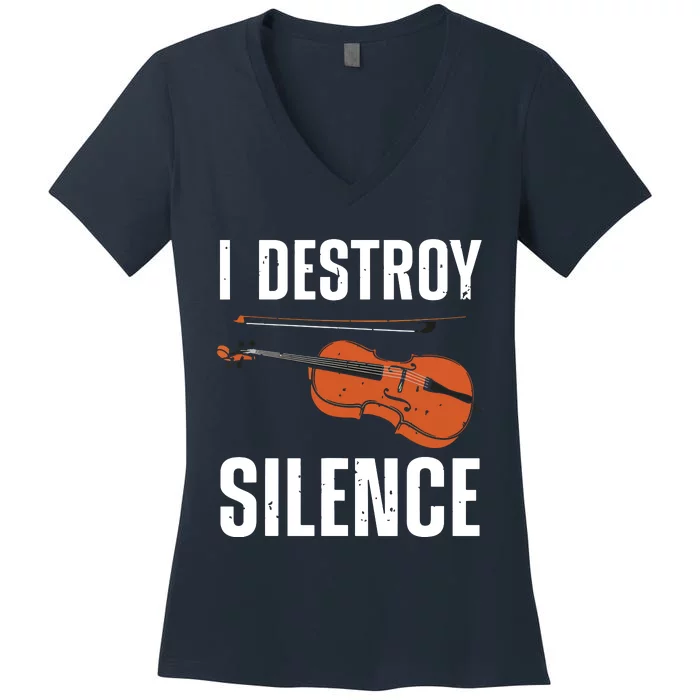 Funny Violin Player Art For Men Women Kids Fiddle Violinist Women's V-Neck T-Shirt