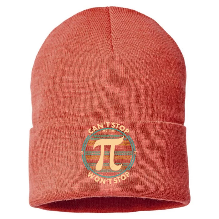 Funny Vintage Pi 3.14 Can't Stop Won't Stop Sustainable Knit Beanie