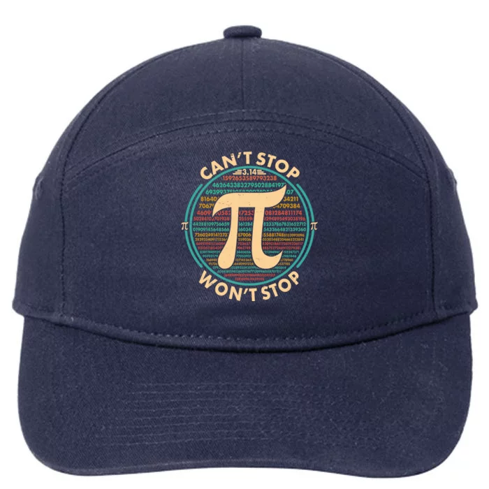 Funny Vintage Pi 3.14 Can't Stop Won't Stop 7-Panel Snapback Hat