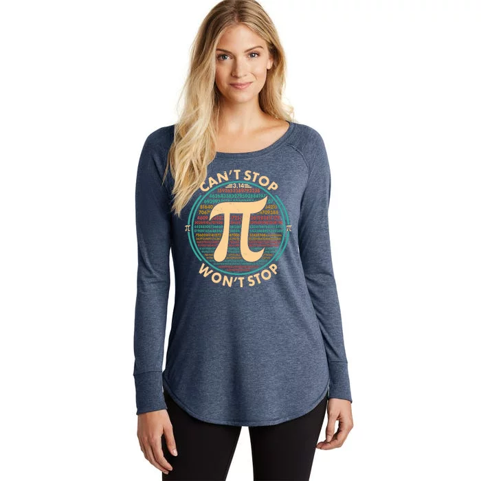 Funny Vintage Pi 3.14 Can't Stop Won't Stop Women's Perfect Tri Tunic Long Sleeve Shirt