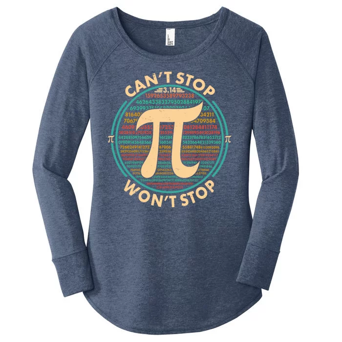 Funny Vintage Pi 3.14 Can't Stop Won't Stop Women's Perfect Tri Tunic Long Sleeve Shirt