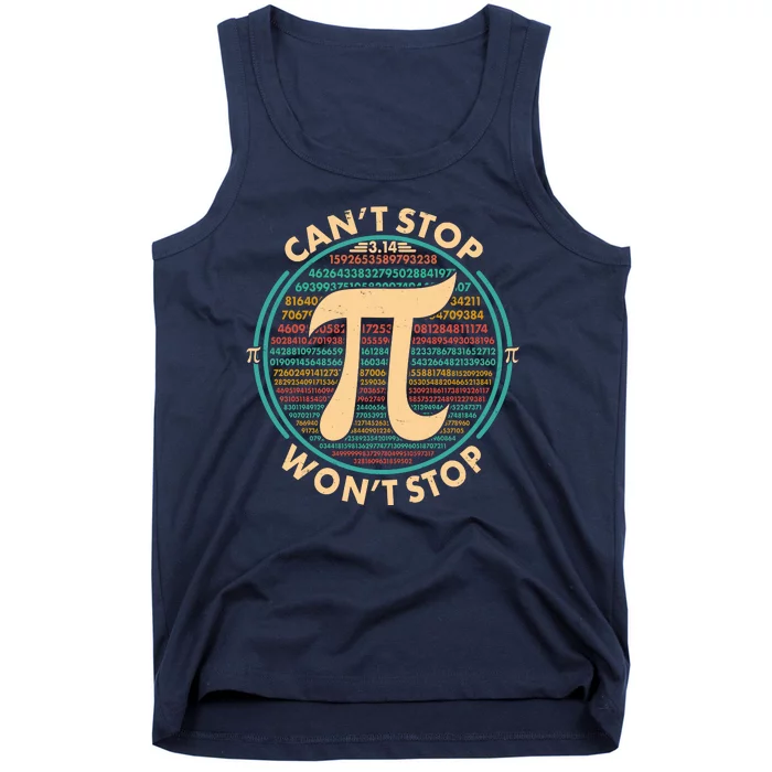 Funny Vintage Pi 3.14 Can't Stop Won't Stop Tank Top