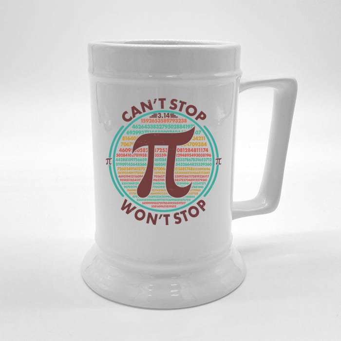 Funny Vintage Pi 3.14 Can't Stop Won't Stop Front & Back Beer Stein