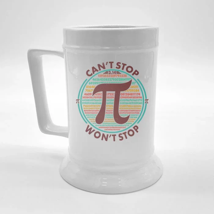 Funny Vintage Pi 3.14 Can't Stop Won't Stop Front & Back Beer Stein