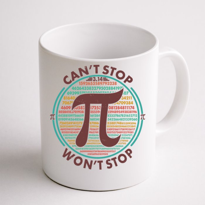 Funny Vintage Pi 3.14 Can't Stop Won't Stop Front & Back Coffee Mug