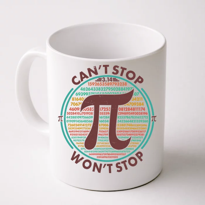 Funny Vintage Pi 3.14 Can't Stop Won't Stop Front & Back Coffee Mug