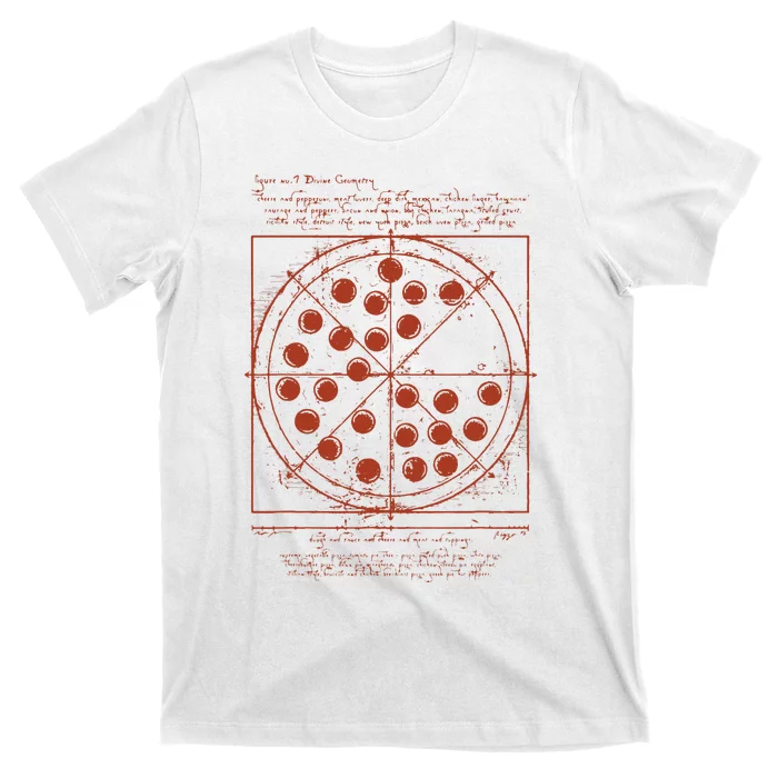 Funny Vitruvian Pizza Tee Da Vinci Movie Reference T-Shirt