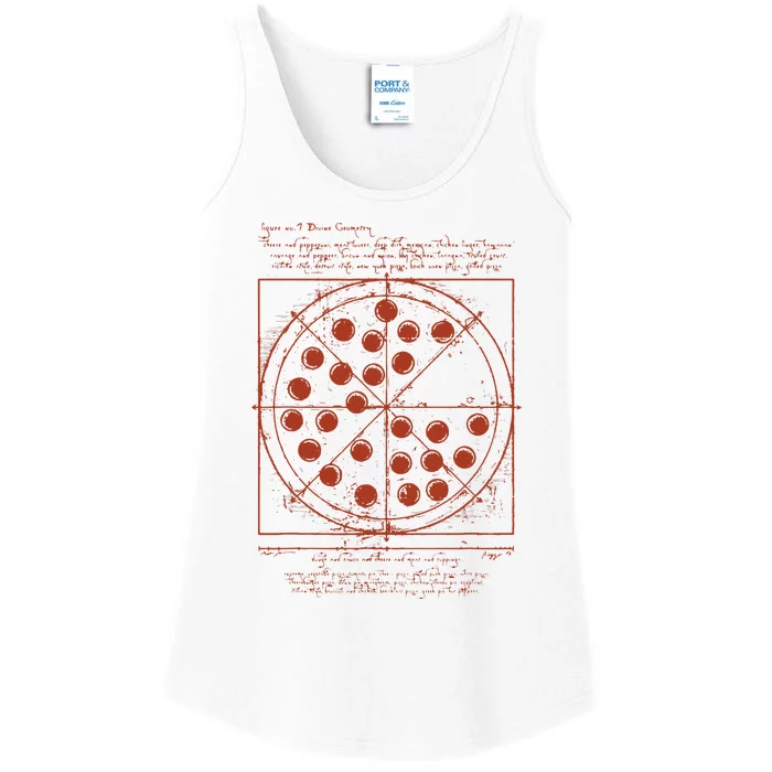 Funny Vitruvian Pizza Tee Da Vinci Movie Reference Ladies Essential Tank