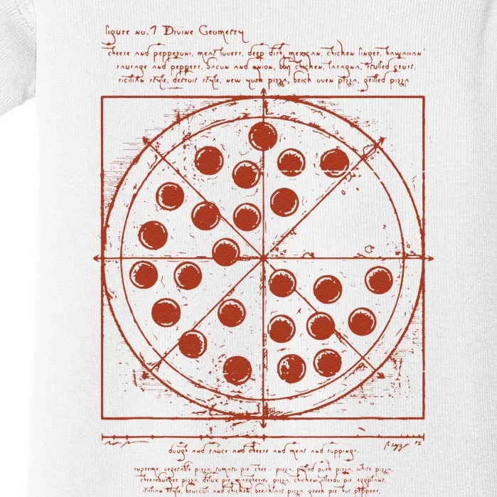 Funny Vitruvian Pizza Tee Da Vinci Movie Reference Baby Bodysuit