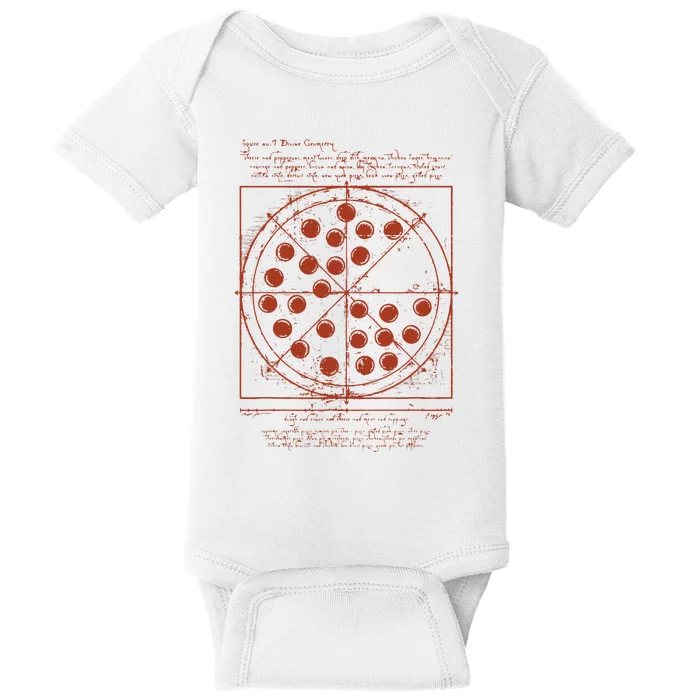 Funny Vitruvian Pizza Tee Da Vinci Movie Reference Baby Bodysuit