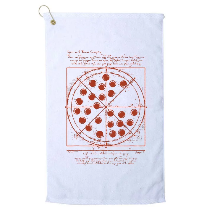 Funny Vitruvian Pizza Tee Da Vinci Movie Reference Platinum Collection Golf Towel