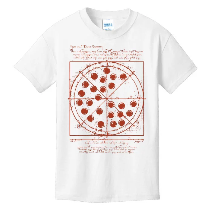 Funny Vitruvian Pizza Tee Da Vinci Movie Reference Kids T-Shirt