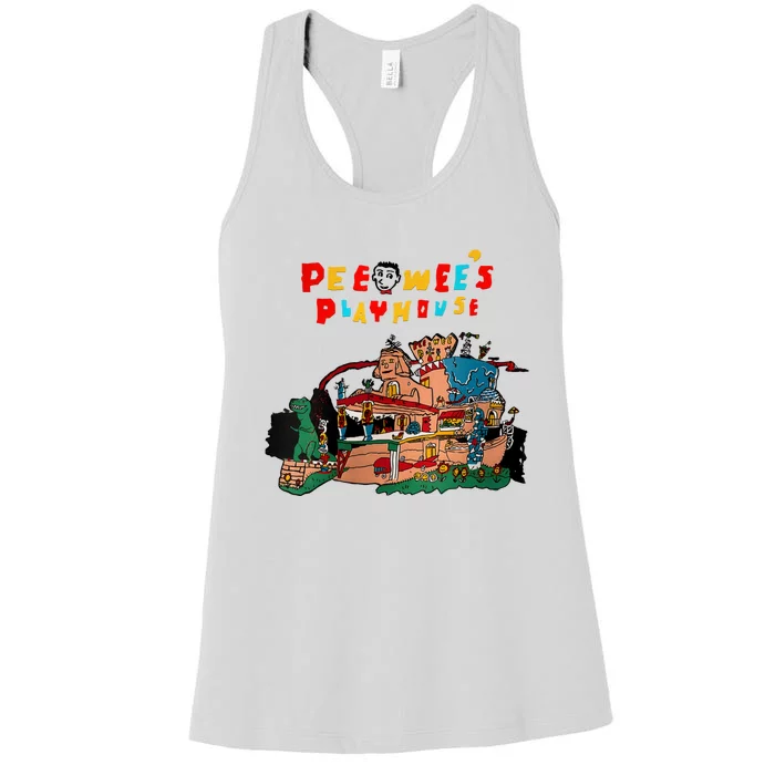 Funny Vintage Pe!e We!e Playhouse 80s Movie Pe!e We!e Herman Women's Racerback Tank