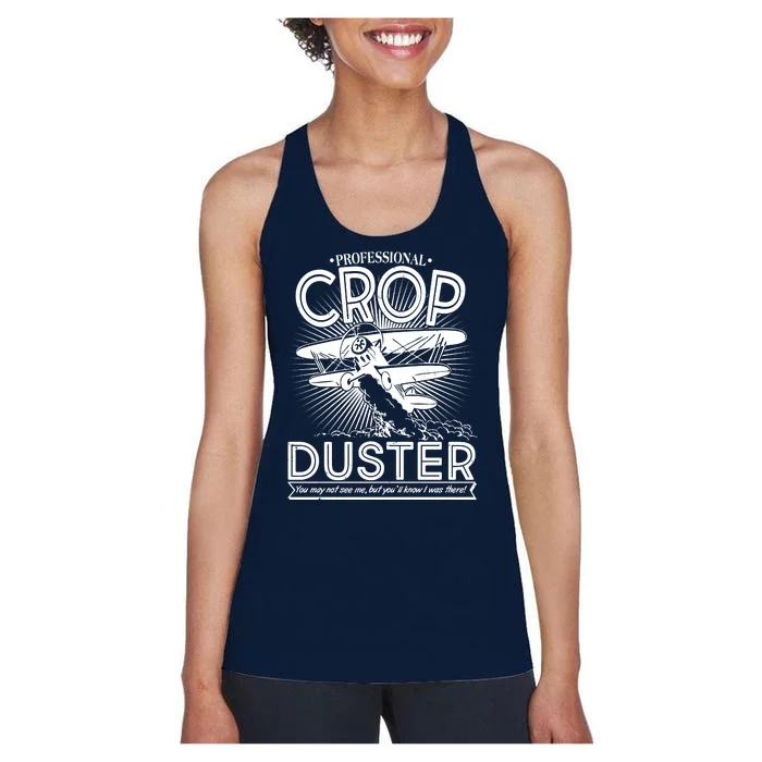 Funny Vintage Professional Crop Duster Women's Racerback Tank