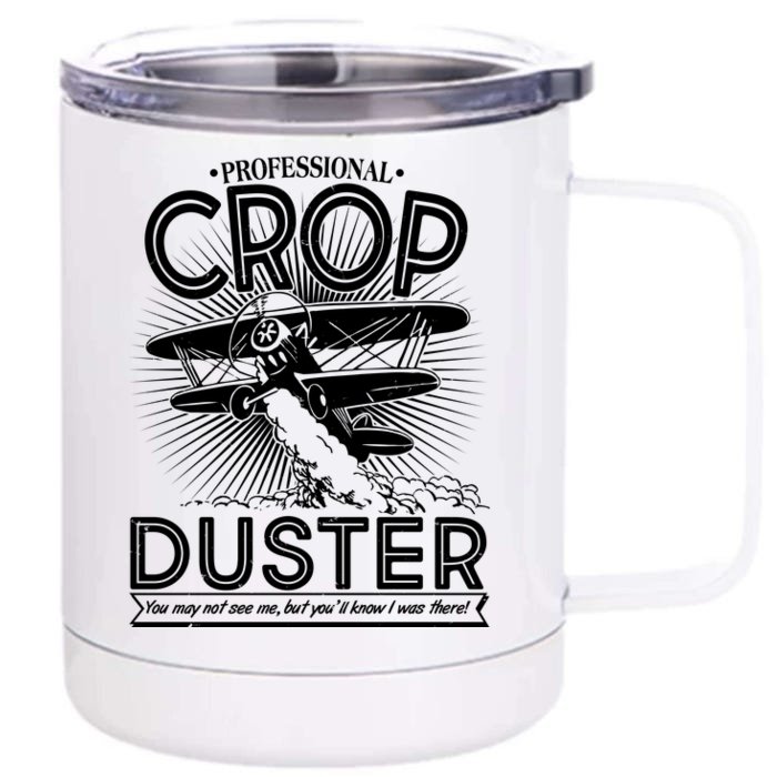 Funny Vintage Professional Crop Duster Front & Back 12oz Stainless Steel Tumbler Cup