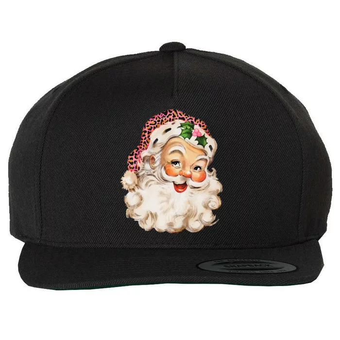 Funny Vintage Pink Santa Claus Leopard Christmas Design Xmas Wool Snapback Cap