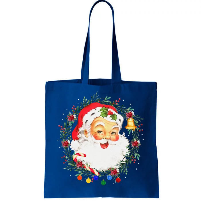 Funny Vintage Pink Santa Claus Pink Christmas Design Tote Bag