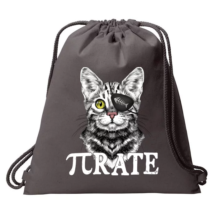 Funny Vintage Pi Day 314 PiRate Pirate Cat Drawstring Bag