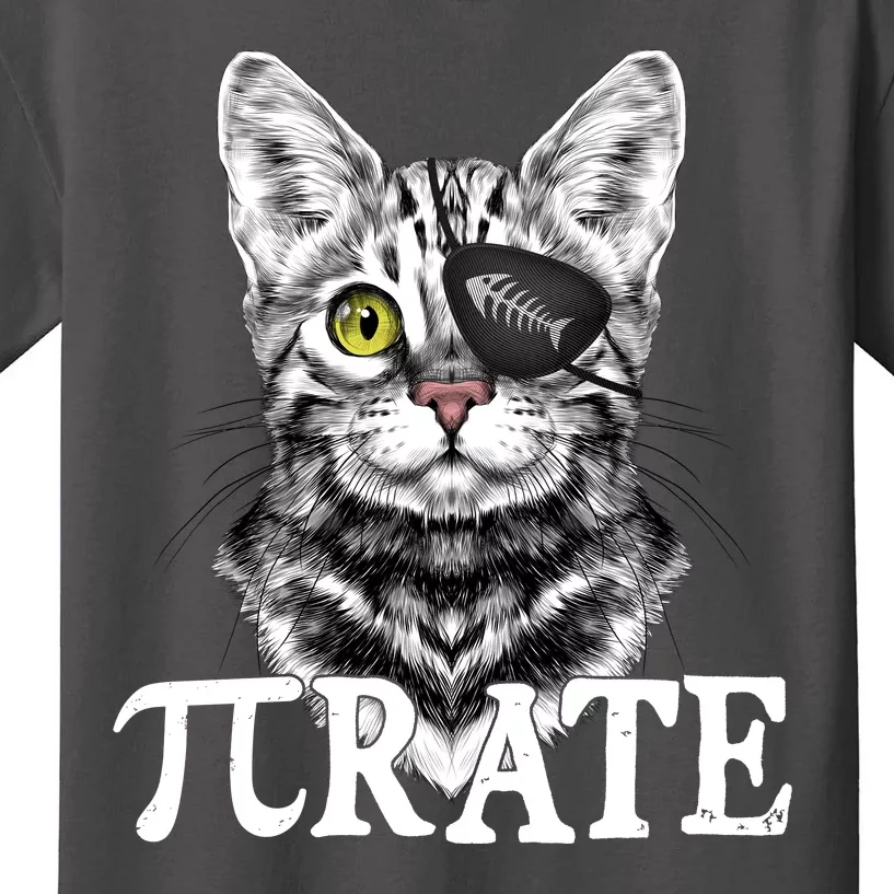 Funny Vintage Pi Day 314 PiRate Pirate Cat Kids T-Shirt