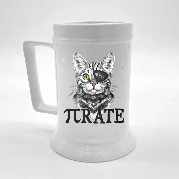 Funny Vintage Pi Day 314 PiRate Pirate Cat Front & Back Beer Stein