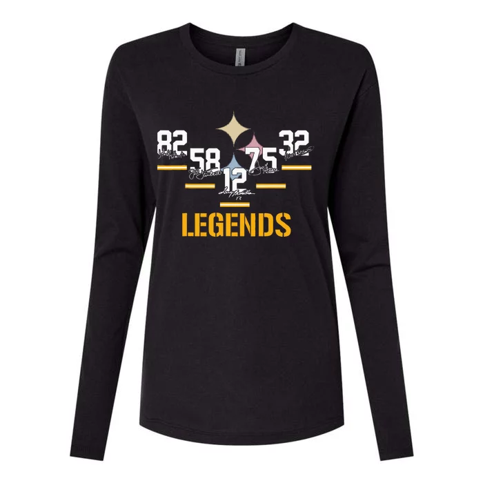 Football Vintage Pittsburgh Legends Signatures Womens Cotton Relaxed Long Sleeve T-Shirt