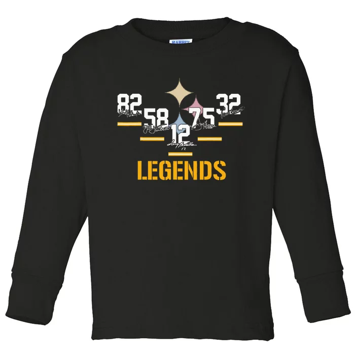 Football Vintage Pittsburgh Legends Signatures Toddler Long Sleeve Shirt