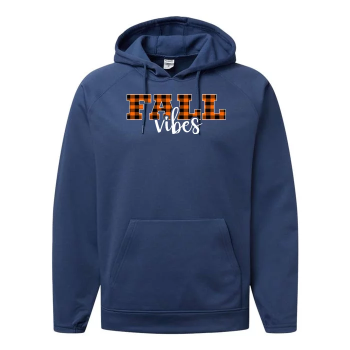 Fall Vibes Plaid October Performance Fleece Hoodie