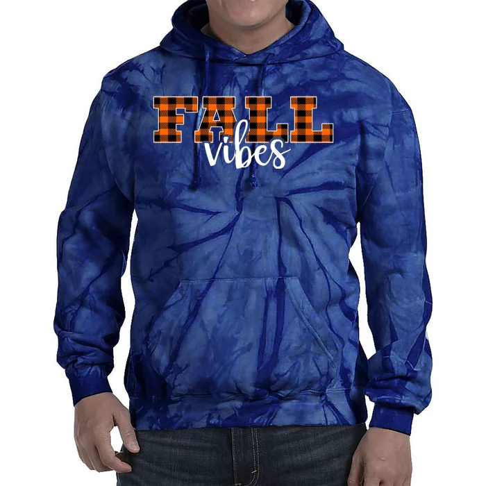 Fall Vibes Plaid October Tie Dye Hoodie